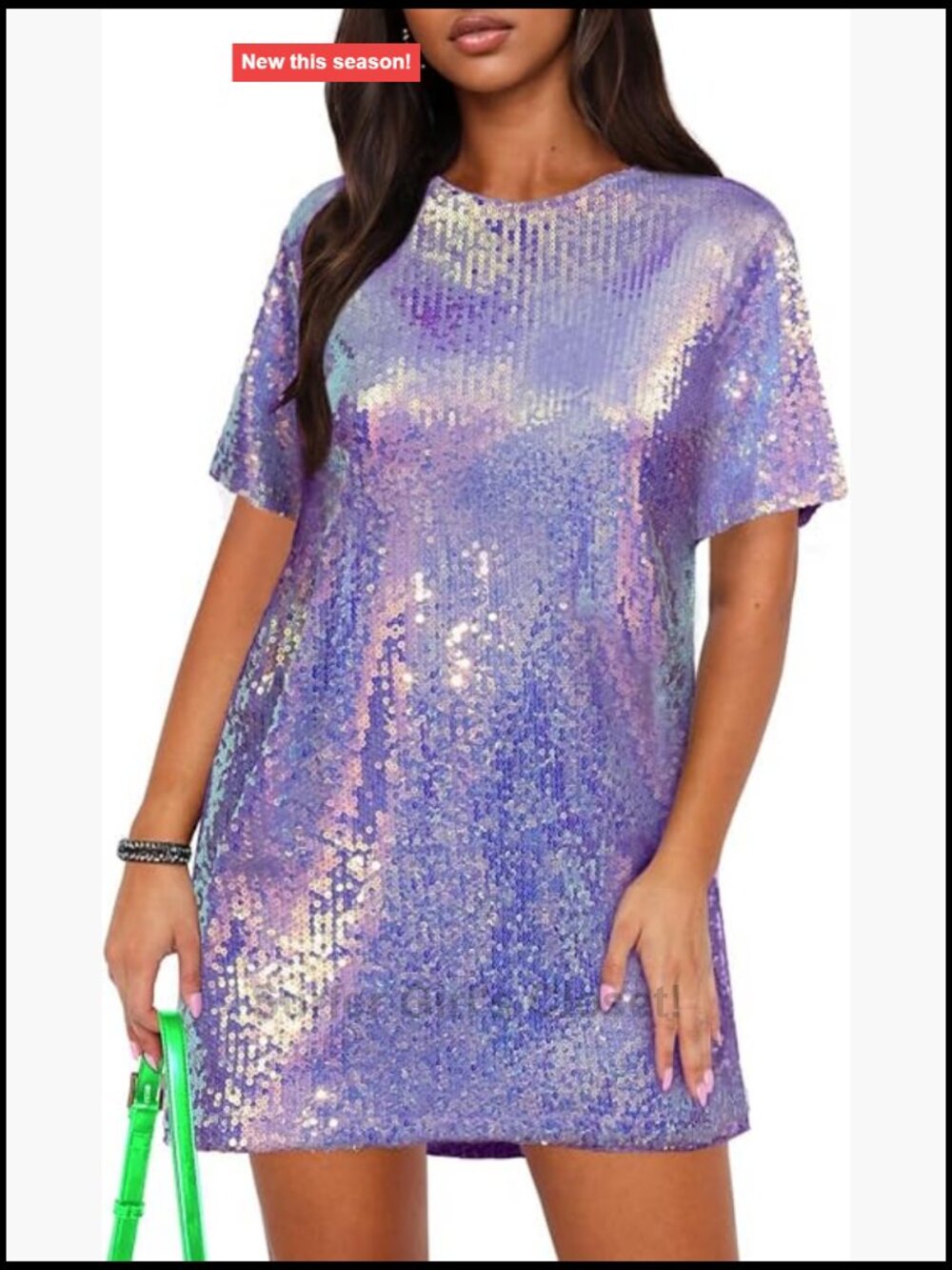 Sequin Shift Mini Dress Crew Neck Short Sleeve Party Clubwear